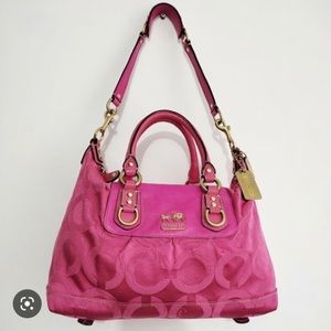 Coach Madison Pink Op Art Sabrina Satchel Bag 12947